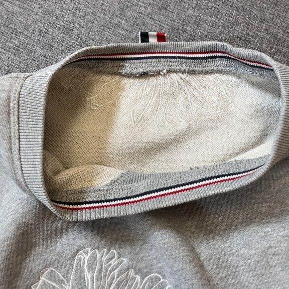 Thom Browne Embroidered Koi Chrysanthemum Sweatshirt - Men's Size 4 - Gray - Picture 7 of 15